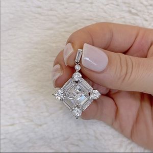 8. Sterling Silver Diamond Square Pendant